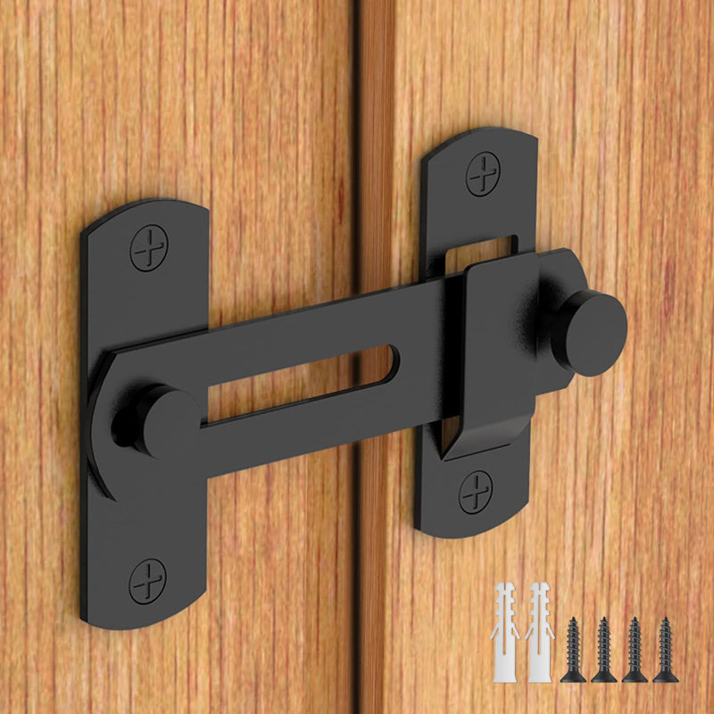 180 Degree Flip Sliding Barn Door Lock for Privacy - Safe barn Door Locks and latches for Barn Door, Pet Door, Bathroom, Outdoor, Garage, Window, Sliding Door black 1