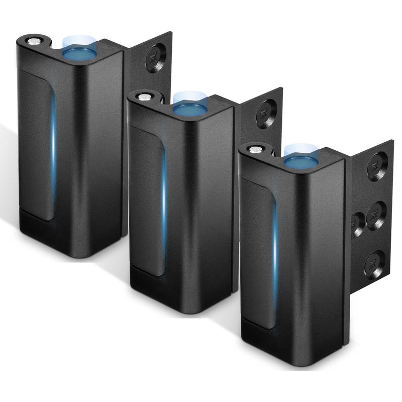 3Pack Home Security Door Reinforcement Lock, Childproof Safety Door Lock Latch Inside Stopper, Add High Security to Prevent Home Unauthorized Entry, Aluminum Construction Finish Black 3