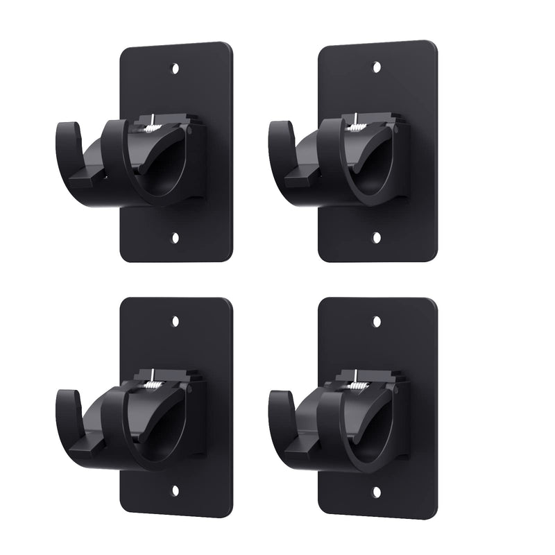 AMZONHOME 4 Pieces Self Adhesive Curtain Rod Bracket, Universal Plastic Curtain Rod Holders, No Drill Curtain Rod Brackets Curtain Rod Hooks for Bathroom, Bedroom, Livingroom, Kitchen (Black) 4 Pcs Black - NewNest Australia
