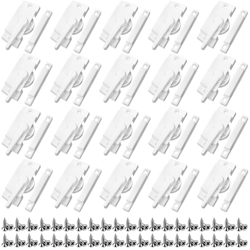Qunclay 20 Pack Cam Action Window Sash Locks and Keeper, White Window Latch Security Lock Sliding Parts and Hardware for Double Hung, Vertical and Horizontal Sliding