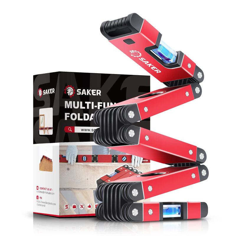 Saker Multi-function Foldable Level, 28-Inch Leveler Tool,Gifts for Men,Multi-Angle Measurement Woodworking Tools,Precise Leveling In Any Position,Folding Level Tool To Save Your Precious Time