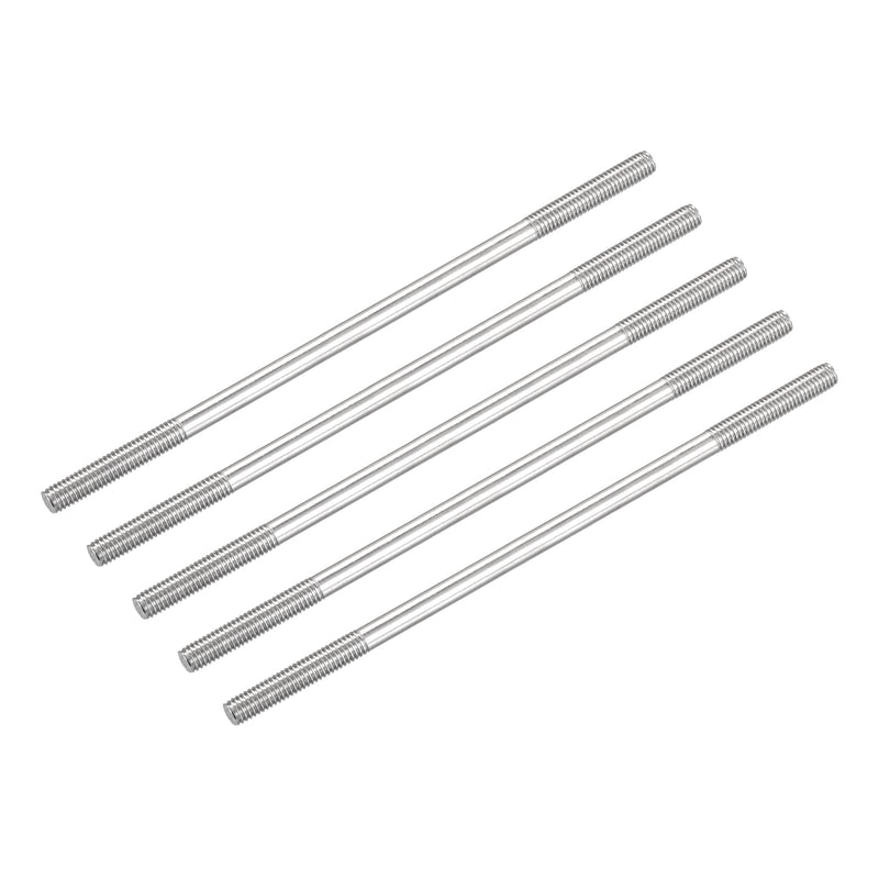 METALLIXITY Double Ended Stud Screws (M6 Thread 110mm Length) 5pcs, 304 Stainless Steel Dual Threaded Rod Bolts - for House Maintenance M6x110mm