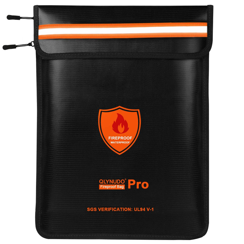 4200℉ Upgraded Fireproof Document Bag, Important Waterproof Document Holder with Thermal Insulation Layer, Legal Size Fireproof Envelope with Zipper/Reflective Strip 4200℉ Legal size upgrade Black