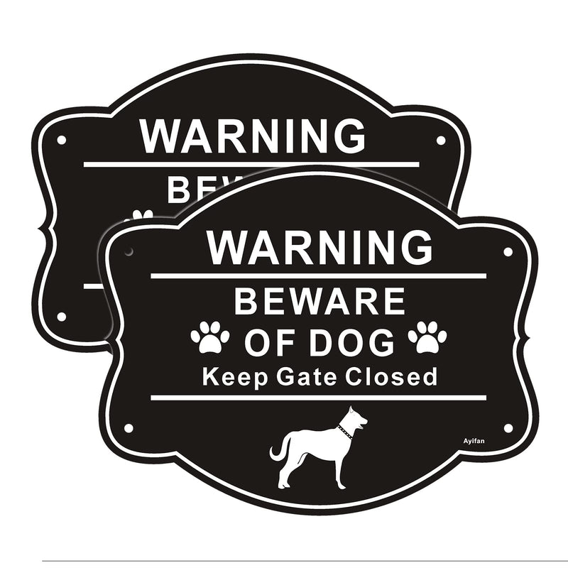 2 Pack Beware of Dog Signs for Fence,10 x 8 Inch Rust Free Aluminum Metal Yard Sign for Door or Gate, Fade Resistant, UV Protected, Weatherproof,Indoor and Outdoor Use,Easy Mounting black-beware of dog-2pack