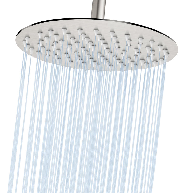 Midanya Round Rainfall Shower Head High Pressure Stainless Steel Waterfall Large Rain Shower Head Ultra Thin Design,Brushed Nickel 10 Inch Brushed Nickel