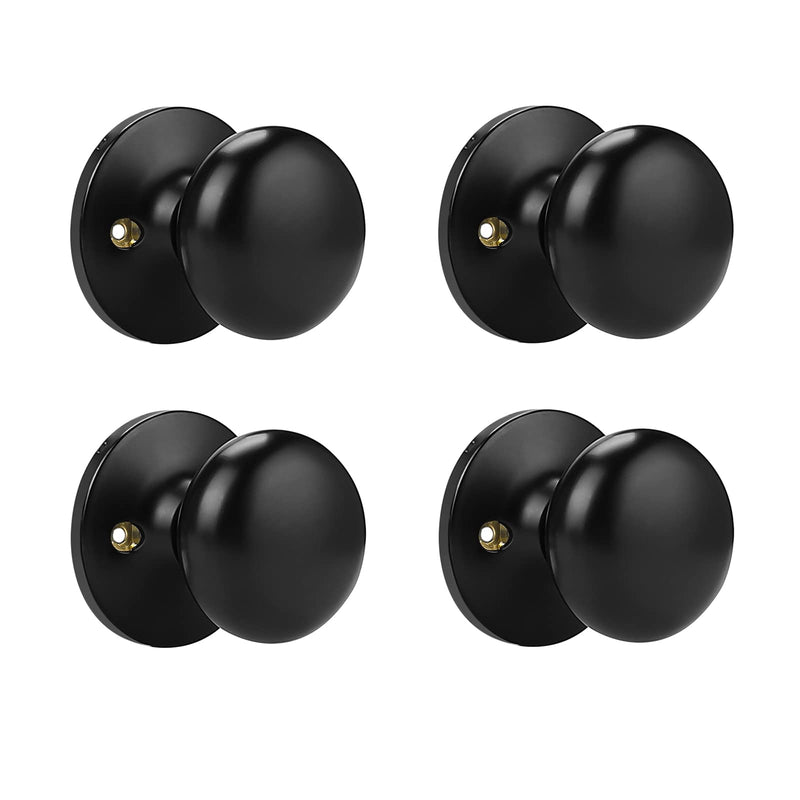 Probrico Half Dummy Door Knobs, 4 Pack Black One Side Dummy Handles Matte Black Finish, Non-Turning Inactive Lever