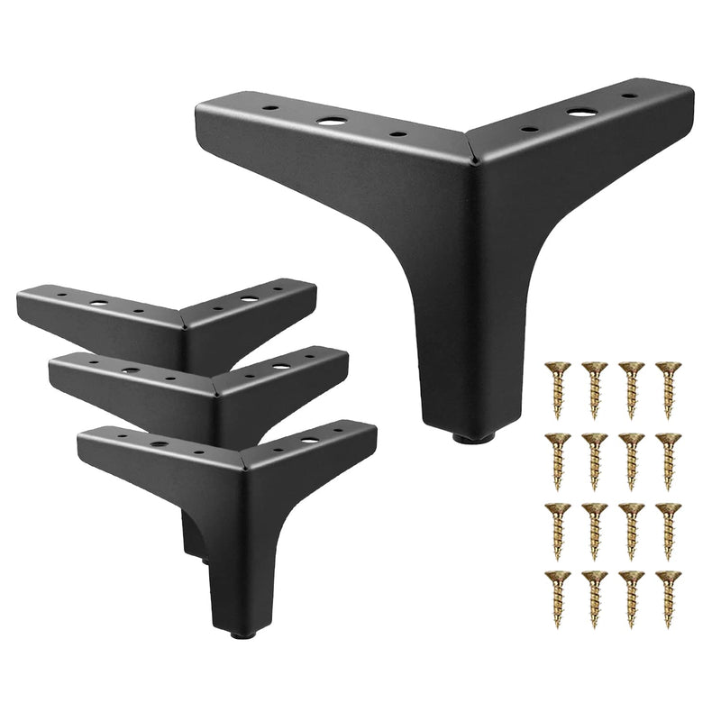 Furniture Legs Metal Feet: Cabinet Legs 4 Inch Triangle Feet Replacement Dresser Legs Set of 4 4'' / 10cm(4PCS) Black