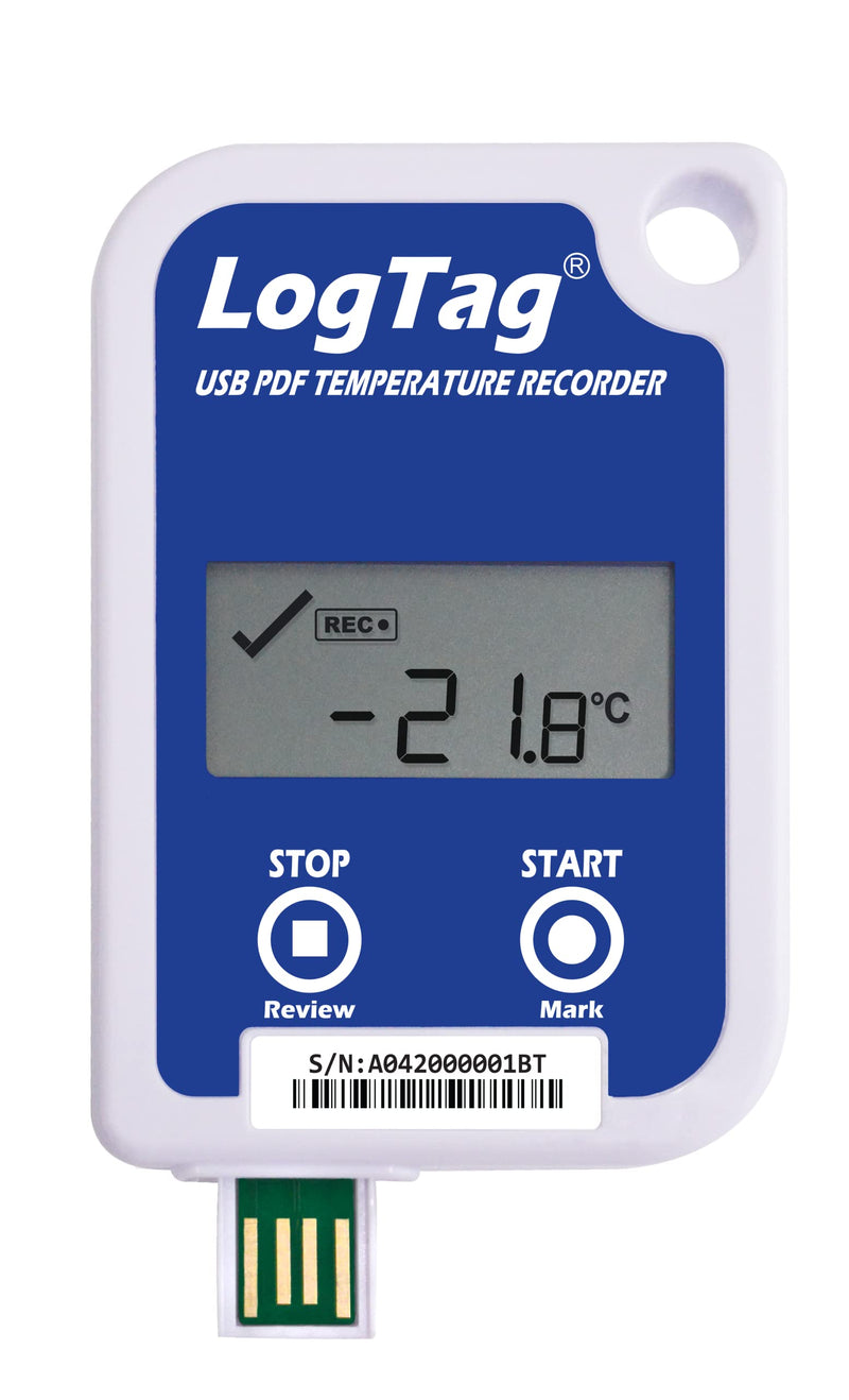 USRID-16 Single-use Temperature Recorder, with 16,000 Readings, 6-Month Battery, Range of -30°C to +60°C (-22°F to +140°F), Blue/White