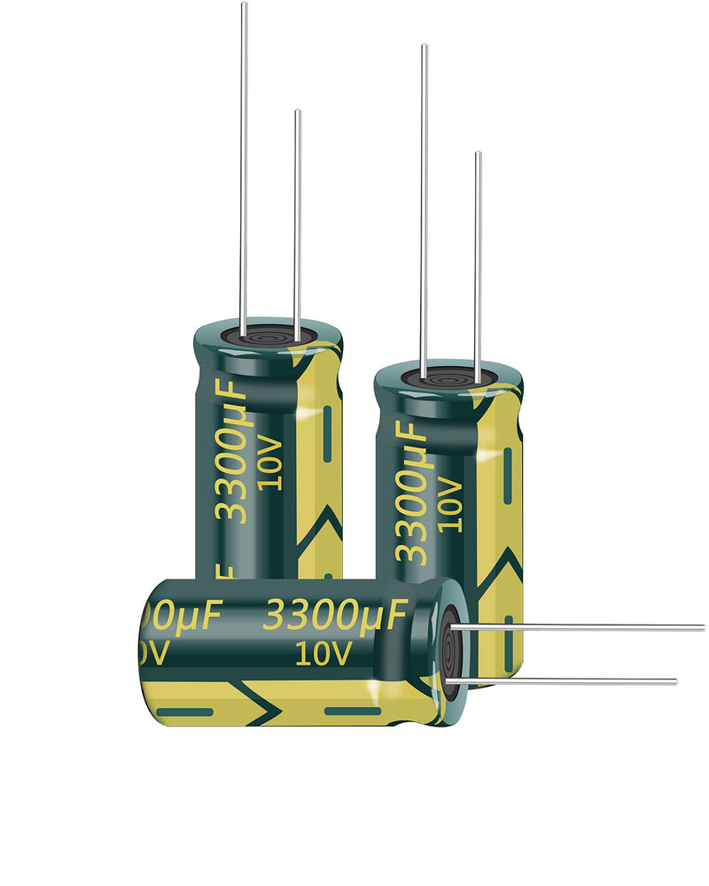 10pcs 10V 3300UF Capacitor 10X20mm(0.39x0.79in) High Frequency Aluminum Electrolytic Capacitors 10pcs 10V 3300UF