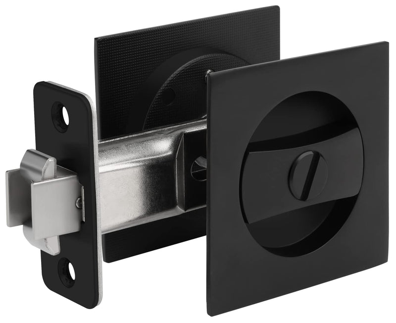 goldenwarm Pocket Door Lock, Matte Black Contemporary Privacy Square Pocket Door Hardware, Black Sliding Pocket Door Lock(1 Pack) Square - 1 Pack - NewNest Australia