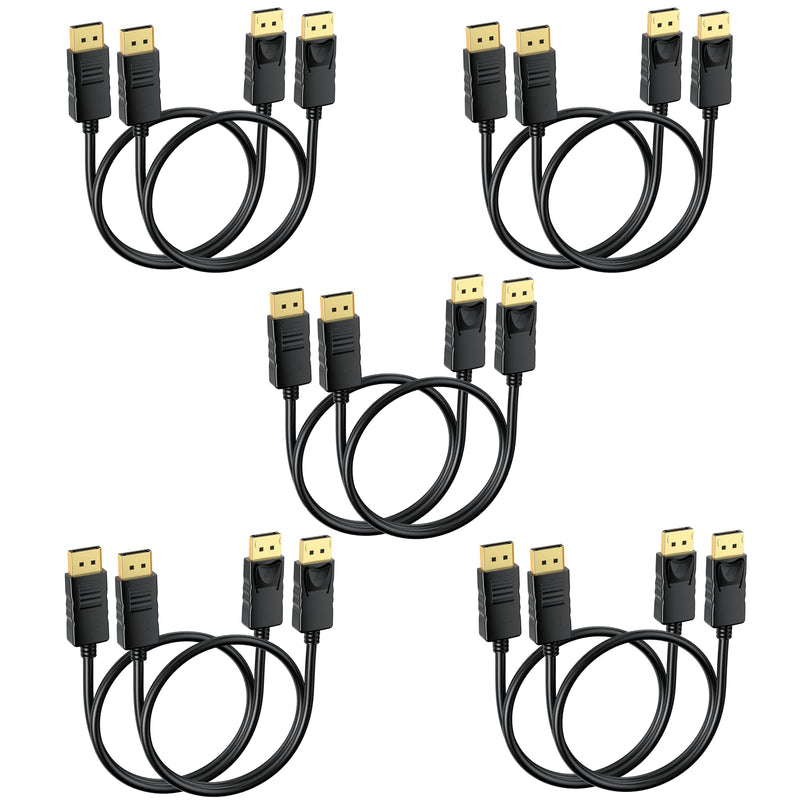 DisplayPort Cable 3FT 10-Pack, Display Port to Display Port Cable, Gold-Plated, Supports 4K@60Hz, 2K@165Hz, Compatible for Monitor, Computer, Laptop, Graphics Card, Docking Station Black