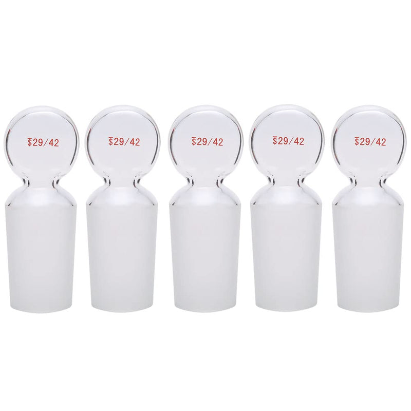 Glass Stopper Penny Head Glass Hollow Stopper for 29/42 Outer Joint, Borosilicate Glass, with Closed Bottom (5 Pcs)