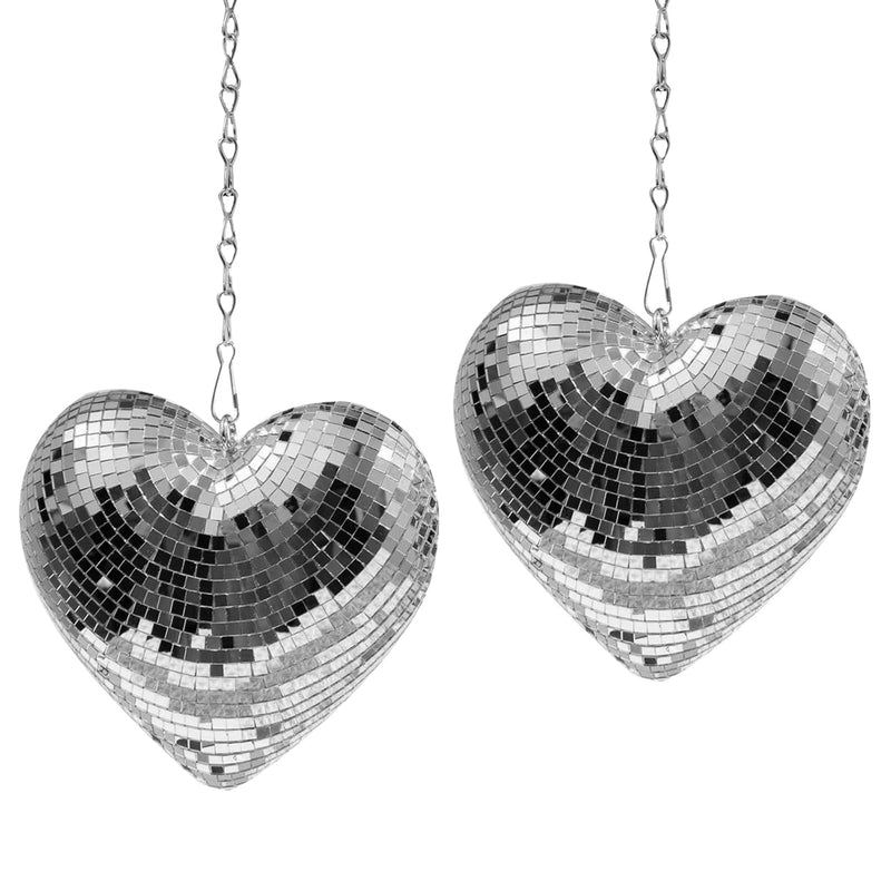 Valentines-Day Gift Heart Shaped Disco-Ball - 2 Pack Mirror Disco Balls for Valentines Day Gift Party Reflective Decor for Table, Desk, Room, Home, Bar, Hanging Disco Decor Retro Silver (6 inch)