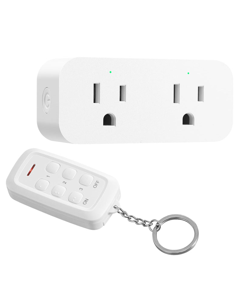 DEWENWILS Wireless Remote Control Outlet, 2 Independent Control Sockets Electrical Remote Light Switch, No Interference Remote Outlet Switch, No Wiring, 15A/1875W, 100 FT Range, FCC Listed… White