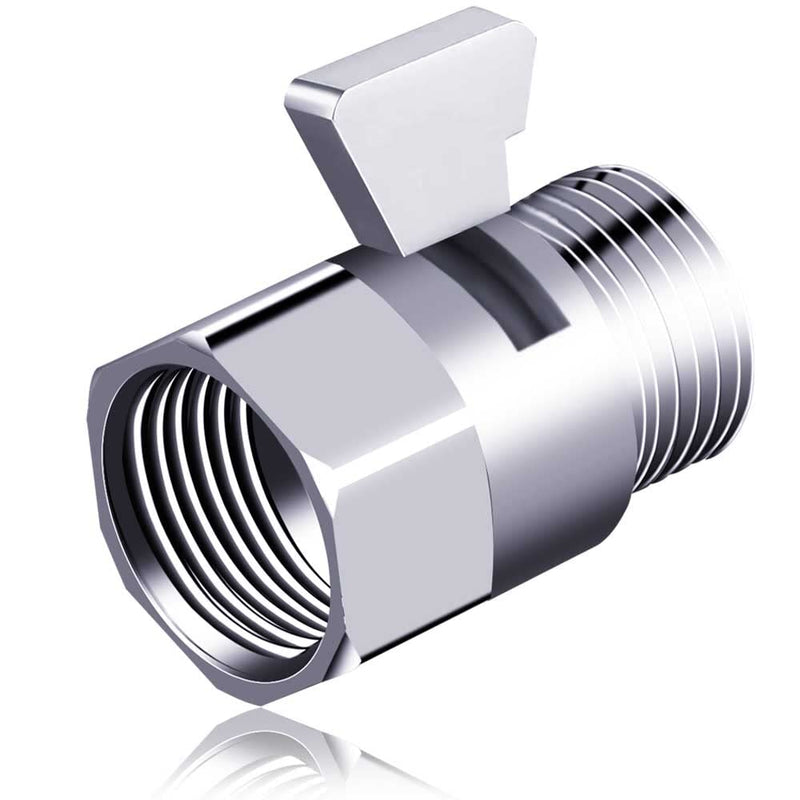 Shower Shut Off Valve G1/2" Brass Shower Head Flow Control Valve with Handle Lever G1/2 Universal Size for Shower Arm and Hose Silver