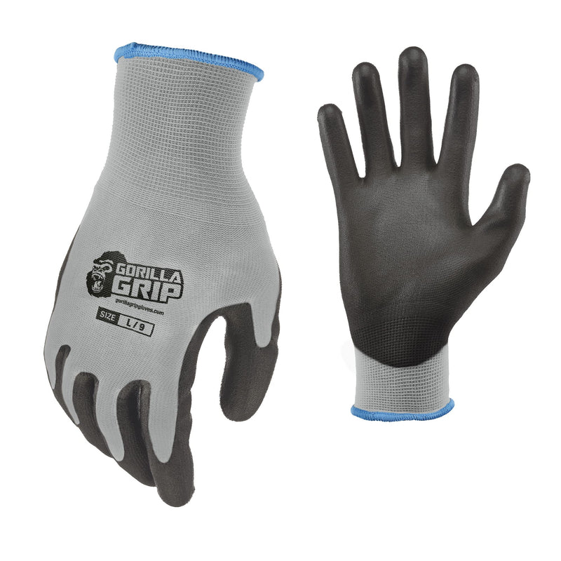 Gorilla Grip Work Gloves, Never Slip Maximum Grip All-Purpose, Gloves for Men, Superior Grip, Polymer Palm 25 Pairs Large