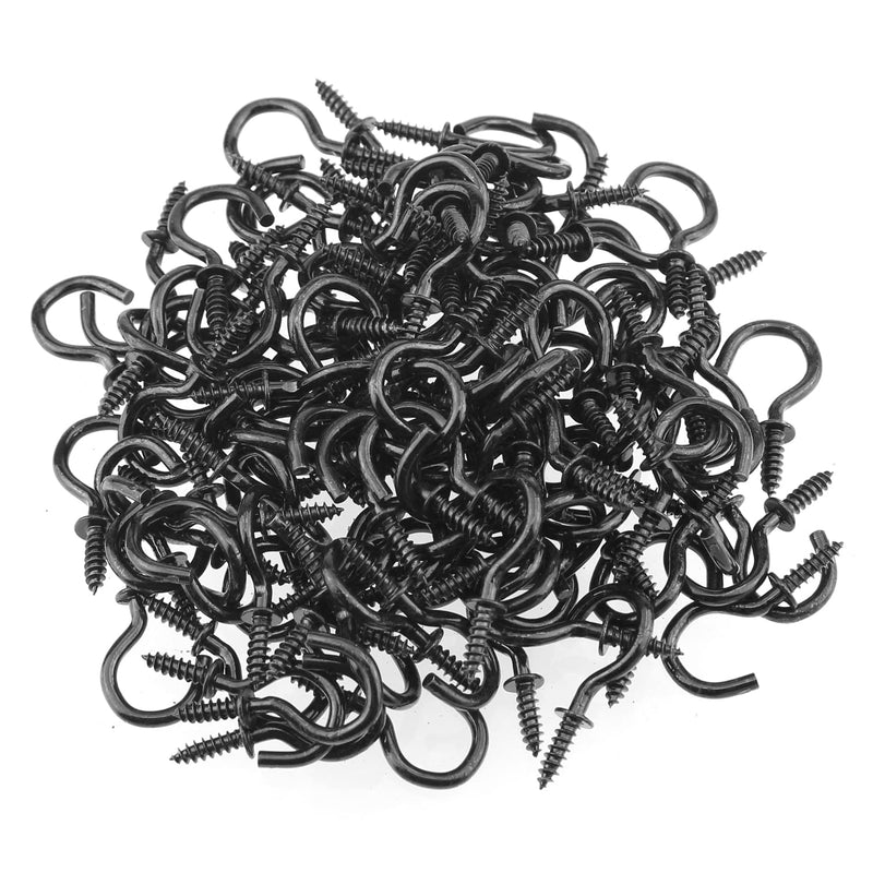 120 Pieces 3/4 inch Cup Screw Hooks, Screw-in Hooks, Ceiling Hooks, Self-Tapping Screws Hooks, Hanging Hooks, Screw Hooks, Black