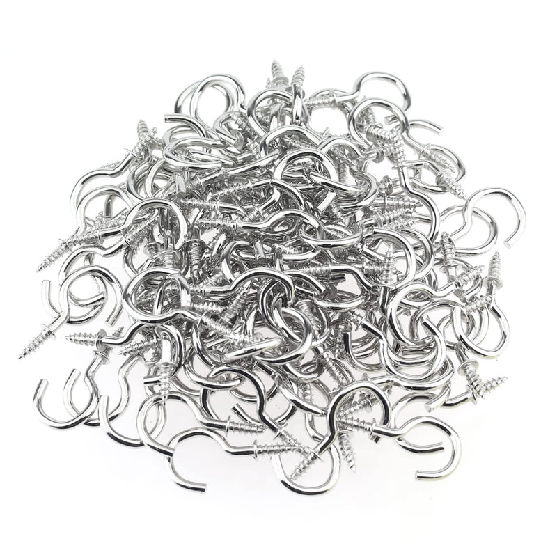 120 Pieces 7/8 inch Cup Screw Hooks, Screw-in Hooks, Ceiling Hooks, Self-Tapping Screws Hooks, Hanging Hooks, Screw Hooks, Silver
