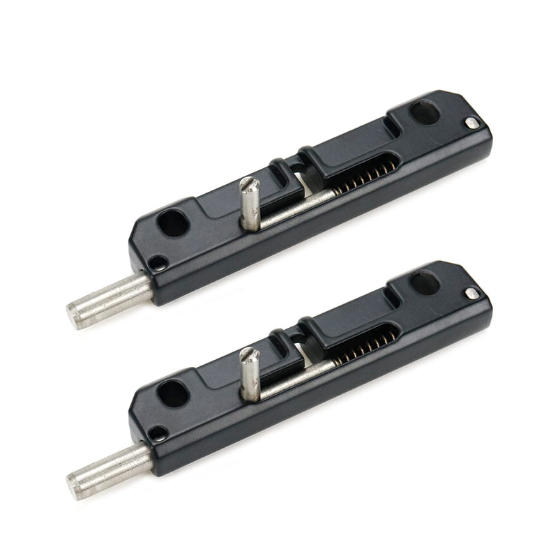 2 Pcs Spring Loaded Latch, Spring Loaded Barrel Bolt Latch Normally Locked Flush Bolt for Industrial Device Door Equipment Door (3-1/8", Black) Right latch style four