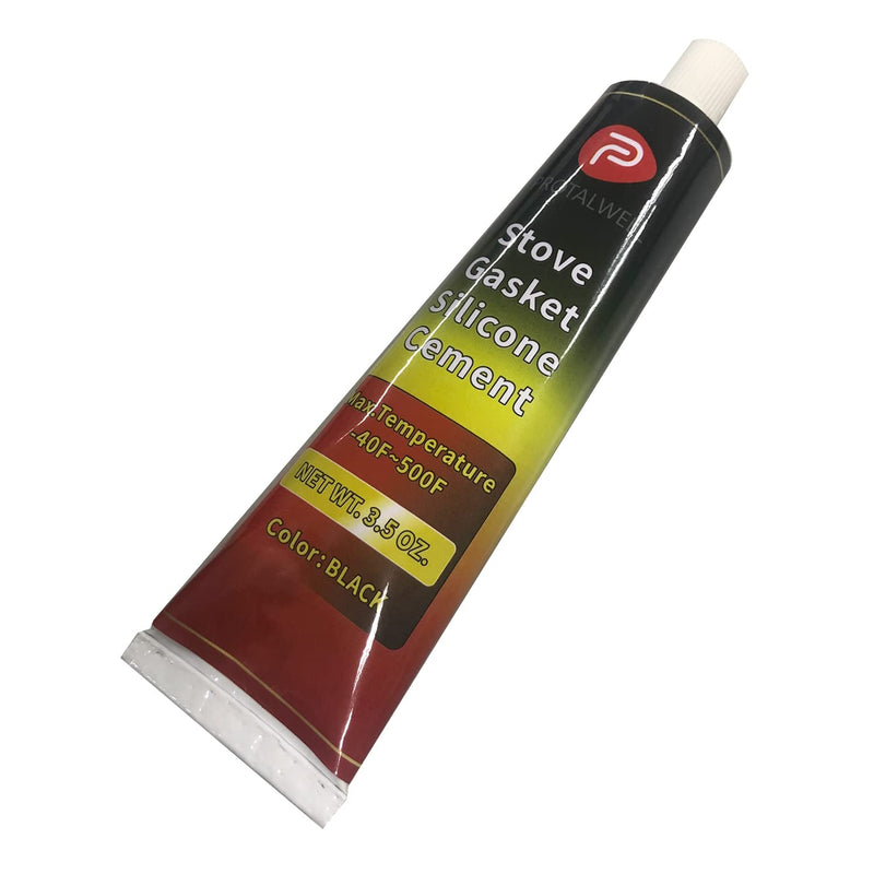 Wood Stove Door Gasket Cement, High Temperature Resistance Adhesive, Silicone Material, Black 3.5 Fl Oz