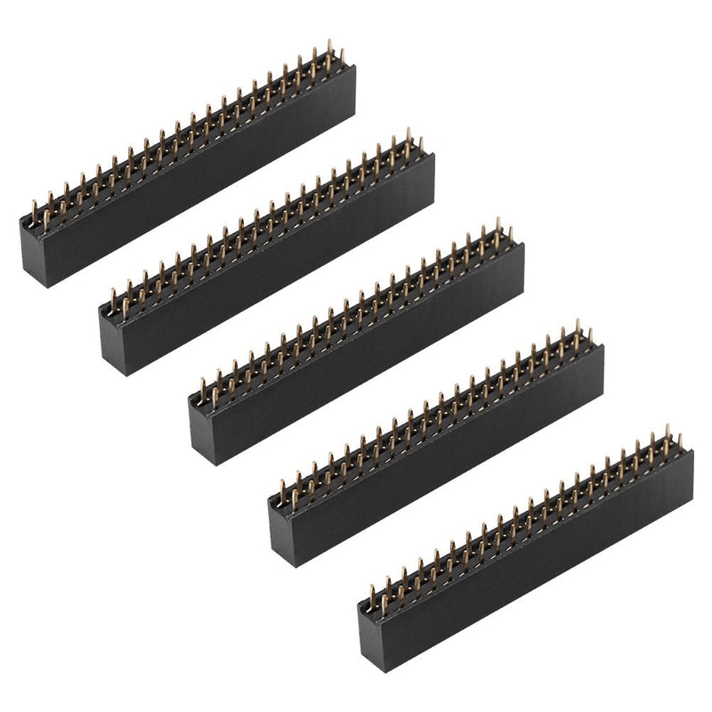 5Pcs Female Pin Headers 2x20 Pins 2.54m Row Short Pin Headers Connector PCB Board Pin Header Strip for