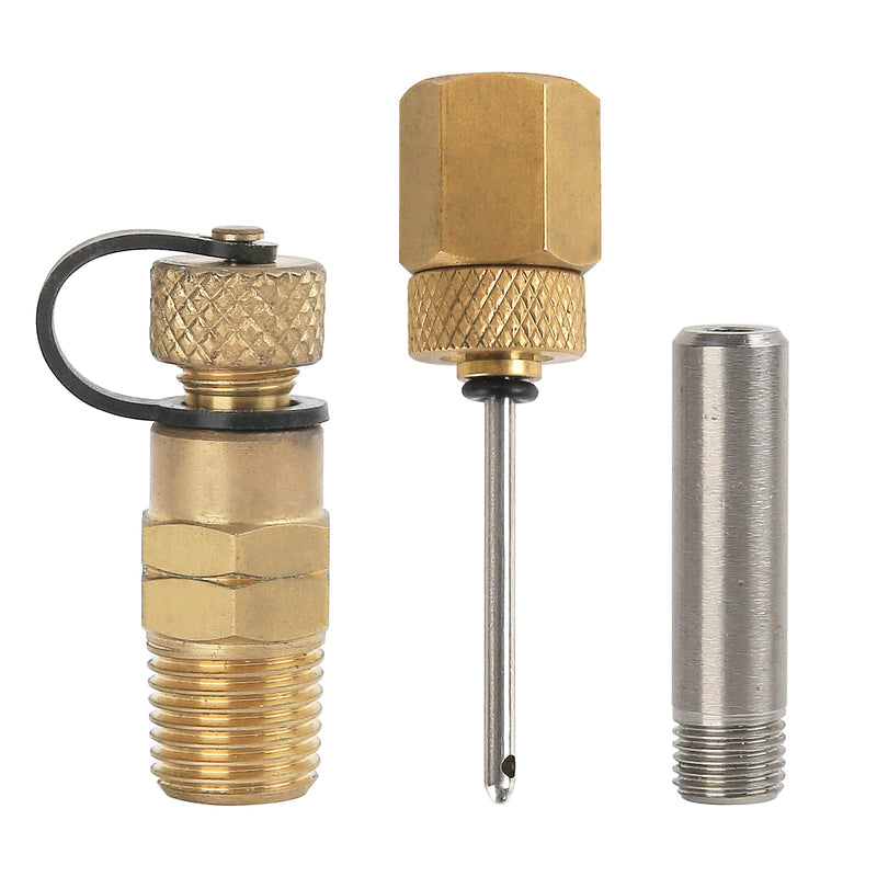 MEASUREMAN Brass Gauge Adaptor 1/4 BSP Female，2-1/2 OAL x 1-2/5" x 1/8" Probe with Stainless Steel Sheath，Pressure Gauge Fitting kit