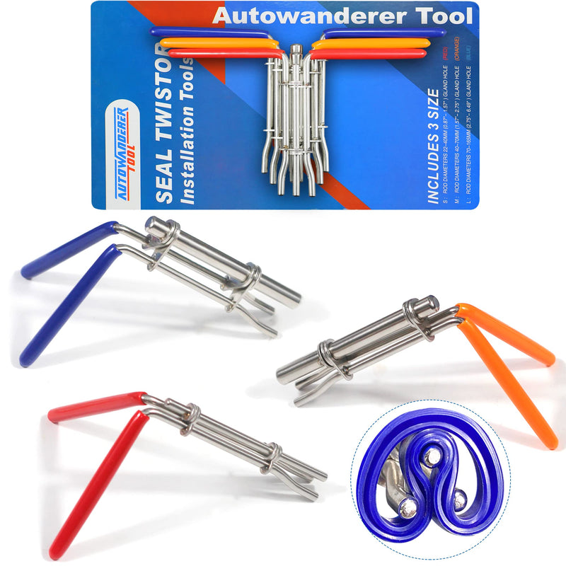 Hydraulic Cylinder Seal Install Tool Set - 3 PCS Hydraulic U-Cup Seal Twistor Installation Tool Kit with S M L blue