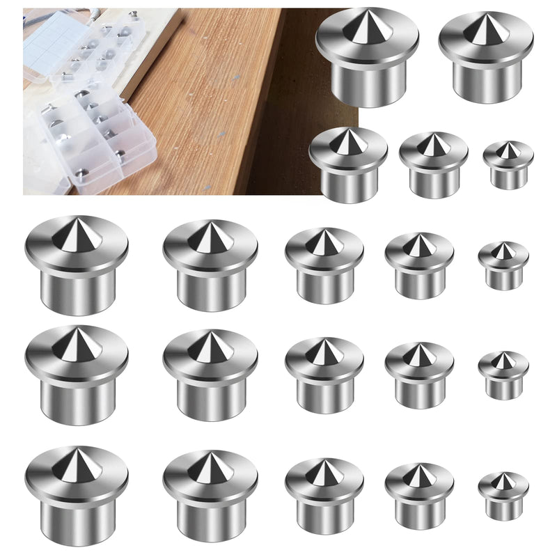 20PCS Stainless Steel Dowel Pin Centers Drilling Hole Tool Set with Sharp Point for Woodworking Tools, Solid Dowel and Tenon Center Transfer Plugs (5 Sizes of 1/4" 3/8" 5/16" 7/16" 1/2") by MinliGUY Imperial Sized-20pcs
