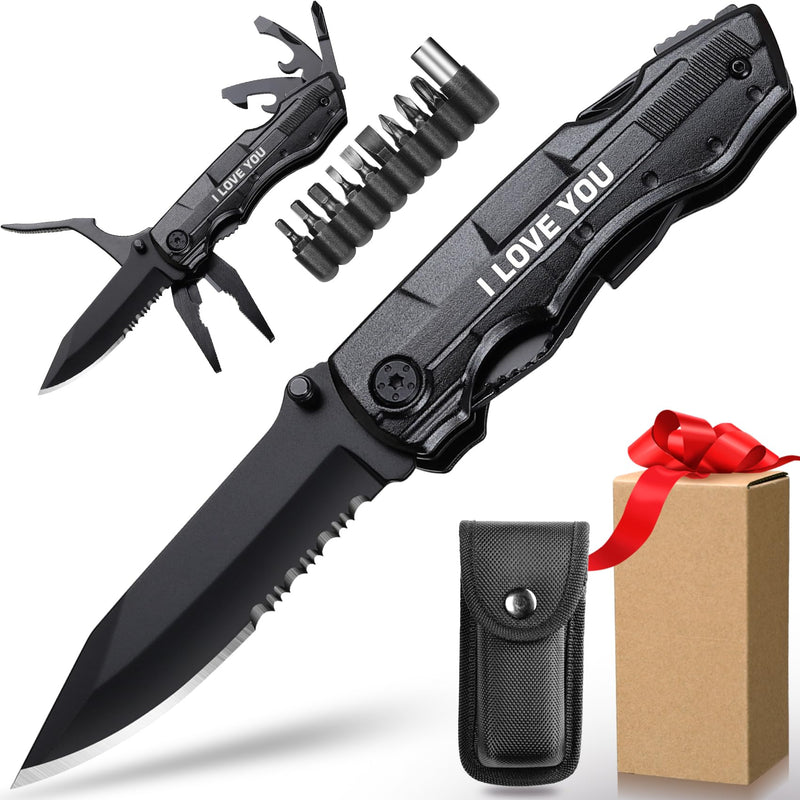Gifts for Boyfriend Husband Him, Multitool Knife“I LOVE YOU”, Valentines Day Unique Gifts, Tools Gadgets Gifts for Him, Christmas Stocking Stuffers, Anniversary, Birthday Gift Ideas, Husband Gifts Husband Gift