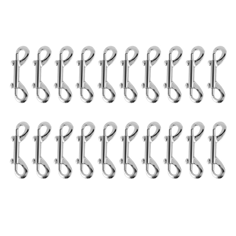 Bolt Snaps Double Ended Hook Heavy Duty 20 Sets of 3.5 inches Zinc Alloy Trigger Chain Metal Clip Spring Hook Key Chain Pet Leash, Fasteners for Home Hammock for Garage Feed Bucket Horse silvery-20