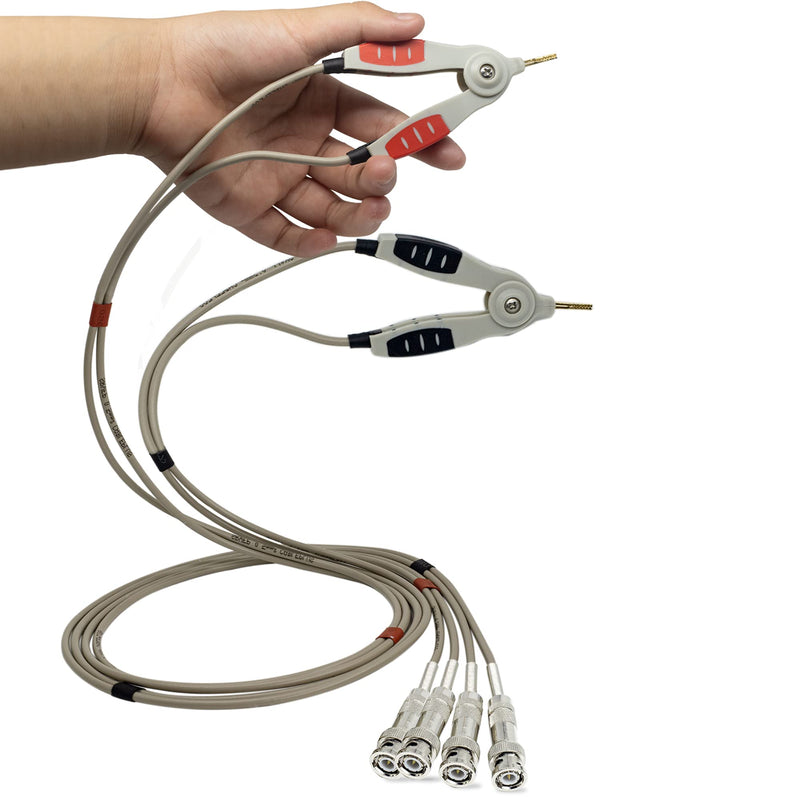 LCR Meter Test Leads BNC Male Plug Test Lead Kit Set, 4-Wire Kelvin Clip Alligator Electrical for Component Testing Clip Kelvin Clip with 4 BNC LCR Meter Cable