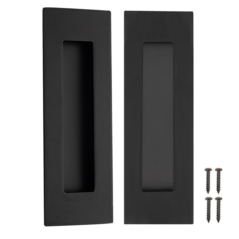 Cozy Tower 6 Inch Recessed Finger Pulls for Pocket and Sliding Doors, Closet Pulls and Handles - Matte Black Stainless Steel (2 Pack) Matte Black-2 Pack