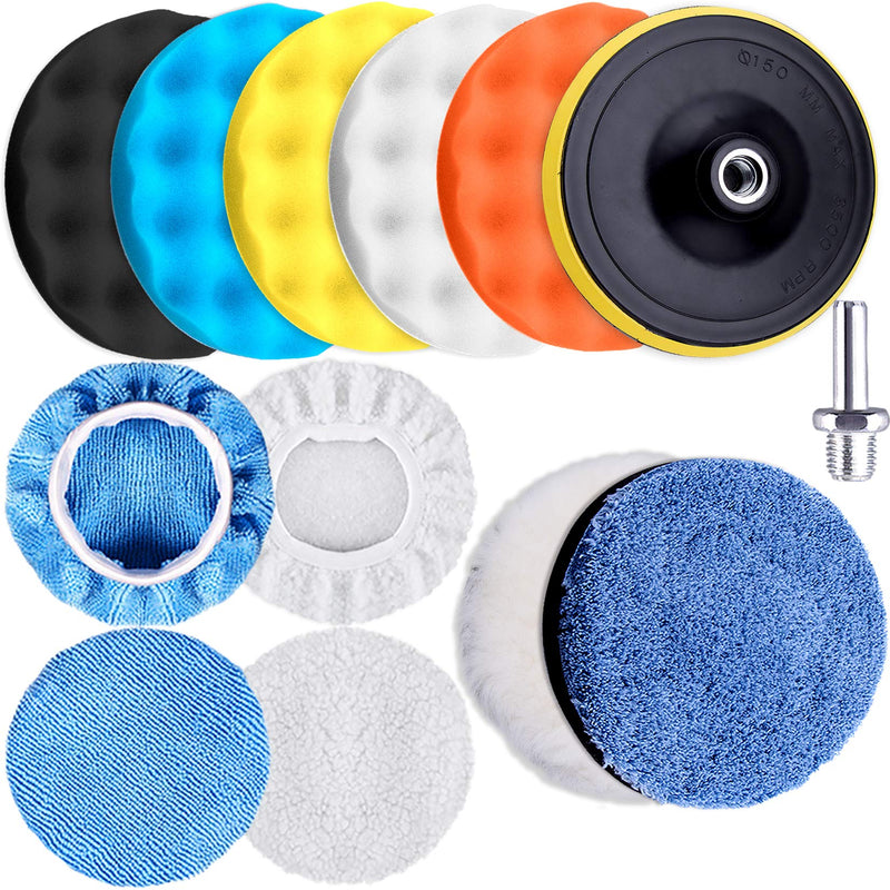 SIQUK 13 Pieces Buffing Pads 7 Inch Car Polishing Pad Kit Foam Wax Polisher Pads Car Buffer Attachment for Drill