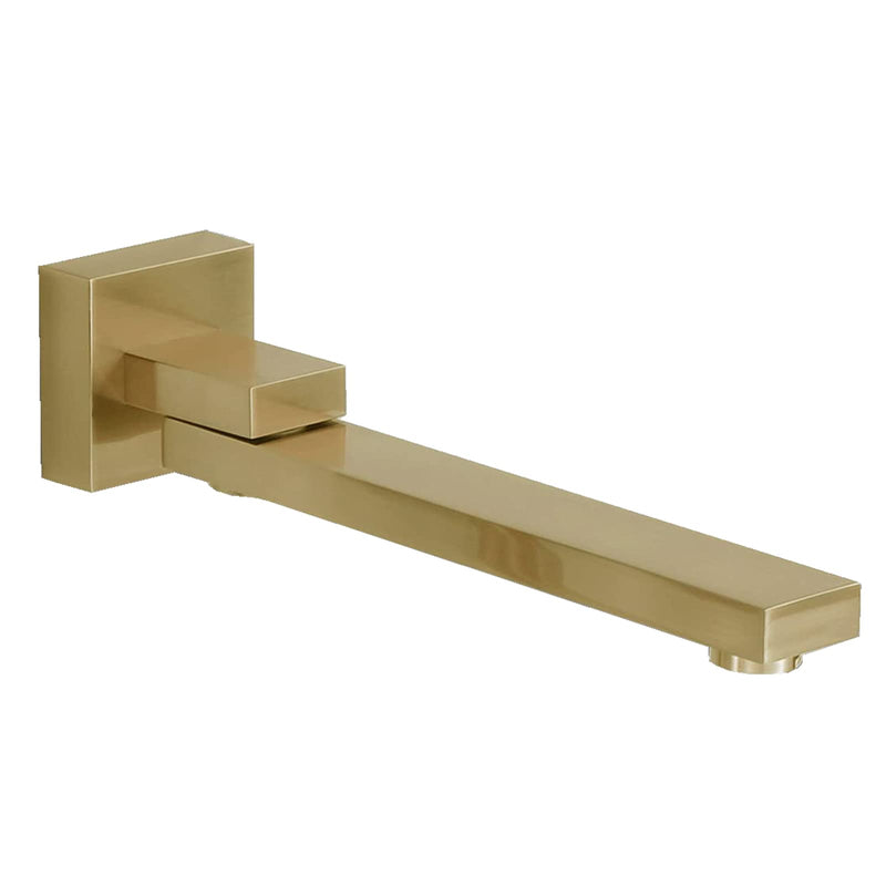Folding Tub Spout, 180° Swivel Wall Mounted Bathtub Tub Basin Spout 1/2 NPT Thread Square Stainless Steel Bathroom Bathtub Shower Mixer Water Outlet, Brushed Gold