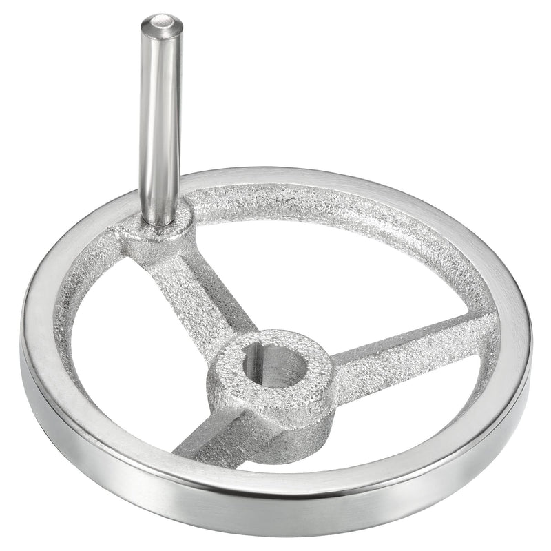 PATIKIL 120mm/4.72 Inch Diameter Rotary Handwheel, 1 Pack Cast Iron Chrome Plated with Handle for Many Types of Milling Machines and Lathes, Silver Tone 4.72 Inch