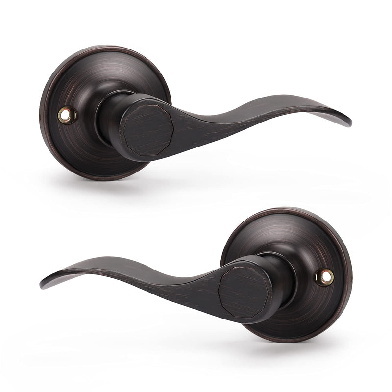 KNOBWELL 3 Set Dummy Lever Door Handles Closet Door Knobs No-Turning Pull Only Single Side Door Leversets(3 Left + 3 Right) Oil Rubbed Bronze