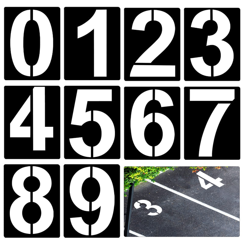 AIEX 8inch Large Number Stencils, Reusable Curb Address Numbers 10pcs Plastic Parking Stencils for Painting from 0 to 9 8 Inch