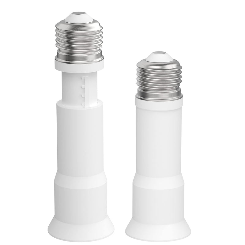 JACKYLED E26 Light Socket Extender 4-Level Extendable, 3.1-4.3in/8-11cm Extension E26/E27 Bulb Adapter Socket Converter, Light Bulb Extension, Lamp Bulb Adapter for Living Room, Kitchen, 2-Pack