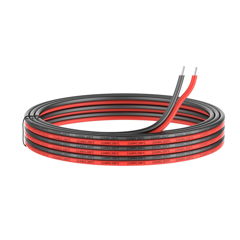 22awg Silicone Electrical Wire 2 Core Wire 20ft [Black 10ft Red 10ft] 22 Gauge Soft and Flexible Hook Up Oxygen Free Strands Tinned Copper Wire 22AWG