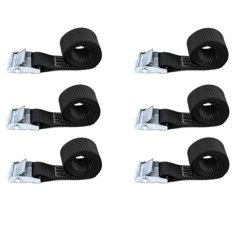 TuTuYa Lashing Straps, 6PK 2.1Ft x 0.98In (65x2.5cm) Tie Down Straps Black Heavy Duty Adjustable Retaining Short Straps Tensioning Belts with Buckle for Vans, Bicycle, Trailer, Luggage 2.1Ft Black 6PCS
