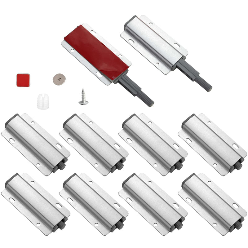 Push to Open Door Latch, 10 Pack Magnetic Push Latches, Adhesive Heavy Duty Touch Latch Hardware for Push to Open, Magnetic Door Catch for Cabinet Drawer Wardrobe Kitchen Door Single Push Catch