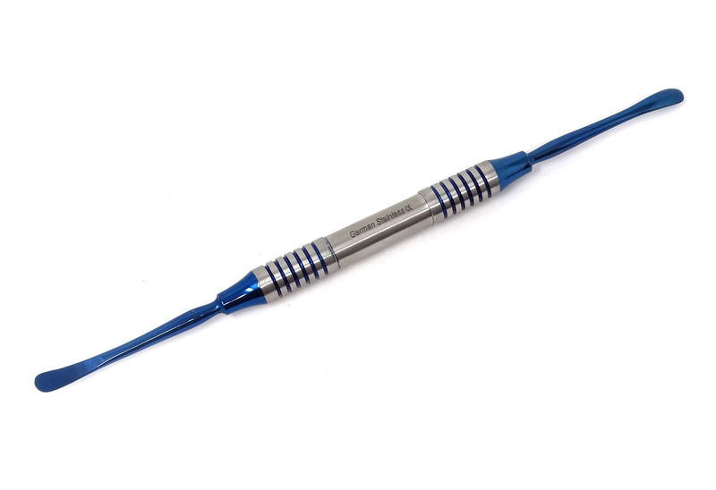 Periosteal Dental Elevator FREER Oral Implant Double Ended Instrument Sharp/Blunt Ends, O.R Grade Stainless Steel Hollow Handle Blue Titanium Coated Surgical Dental Ophthalmic Instruments