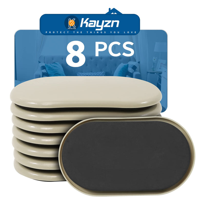 Furniture Slider, 3-1/2" x 6" Oval Heavy-Duty Furniture Movers, Reusable Carpet Sliders for Furniture, Heavy Furniture Moving Pads Moving Sliders - Protect The Surface of The Carpet (8 Pack) Beige 3-1/2" x 6"(For Carpet)