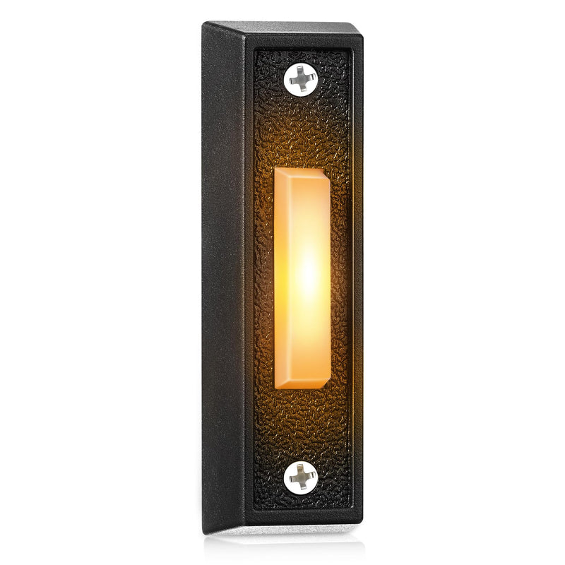 Saillong Lighted Doorbell Button, Wired Door Bell Push Buttons LED Door Chime, Wall Mounted Doorbell Switch Garage Doorbell Button (Black, Warm Light) 1 Black, Warm Light