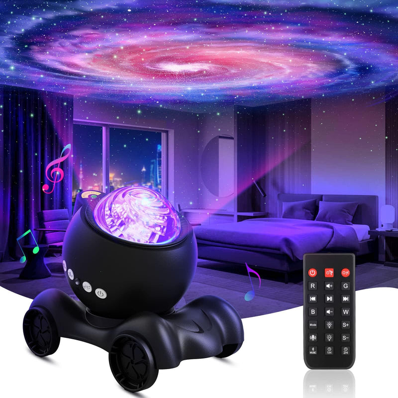 ENOKIK Galaxy Projector, Star Aurora Projector Built-in Bluetooth Speaker, Night Light for Kids Adults, White Noise Light for Home Decor/Relaxation/Party/Music/Gift (Black) Black