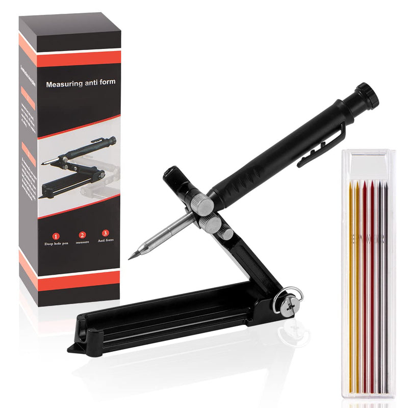 Multi-Function Scribing Tool, Construction Aluminum Alloy Scribe Tool with Deep Hole Pencil for DIY Woodworking, Compass Contour Gauge, Floor Corner Line Maker