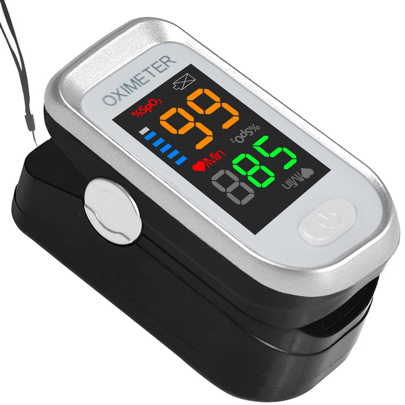 Pulse Oximeter Fingertip, Oxygen Meter Finger Pulse Oximeter, O2 Sat Monitor Finger for Oxygen, Finger Pulse Oximeter, Pulse OX with Lanyard