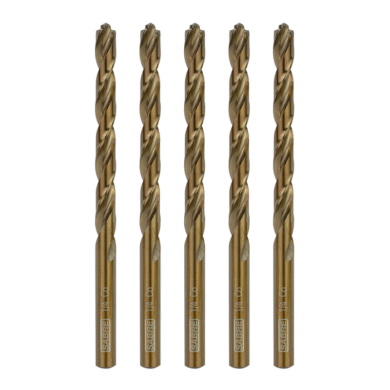 1/4 Inch Cobalt Drill Bits – 5pcs Drill Bits for Metal, M35 Cobalt Metal Drill Bit Set, Pilot Point Cobalt Drill Bits – Heavy-Duty Drill Bits for Steel, Hard Metal, Cast Iron (1/4" x 4") 1/4 in
