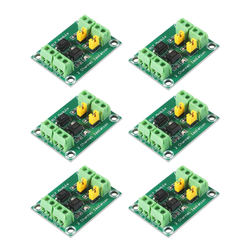 6PCS PC817 2 Channel Voltage Converter Module Optocoupler Isolation Driving Module 3.6-30V Driver Photoelectric Isolated Module for Triode, MOS Tube, Low Power Relay Module (6PCS 2Channel) 6PCS 2Channel