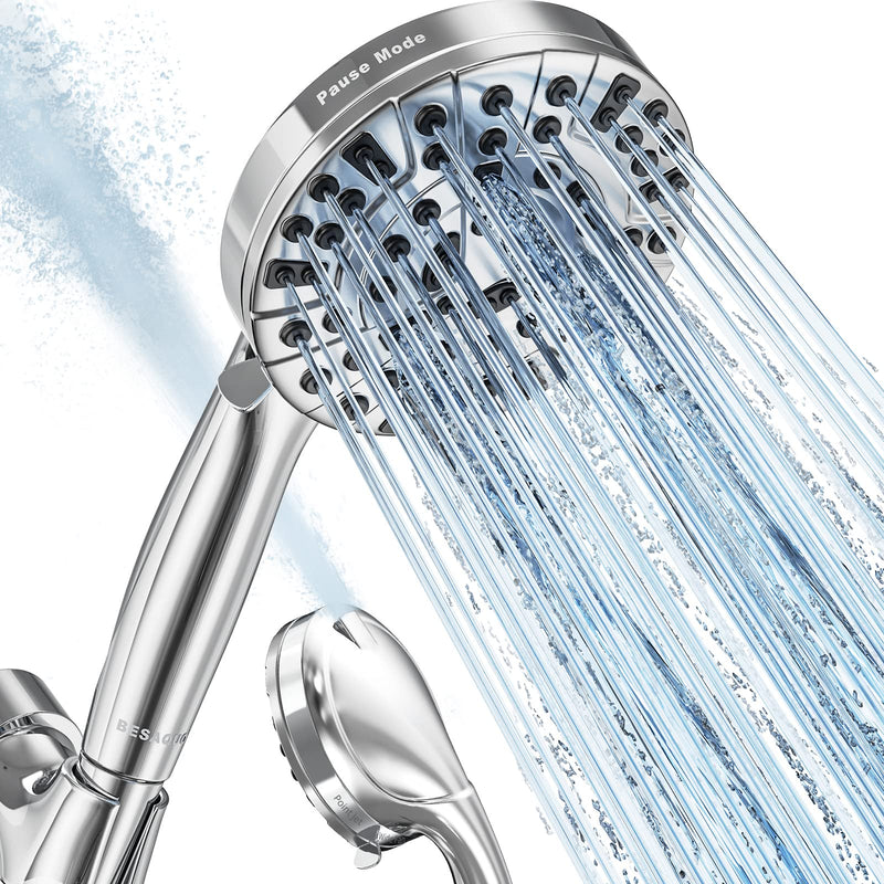 Shower Head,10 Functions High Pressure shower head with handheld, Built-in Pause Mode & Power Wash, Non-Clogging Nozzles High Flow Hand Held Shower Head, Leakproof 6ft Hose&Adjustable Bracket 10 Functions High Pressure Handheld Shower Head Premium Chrome